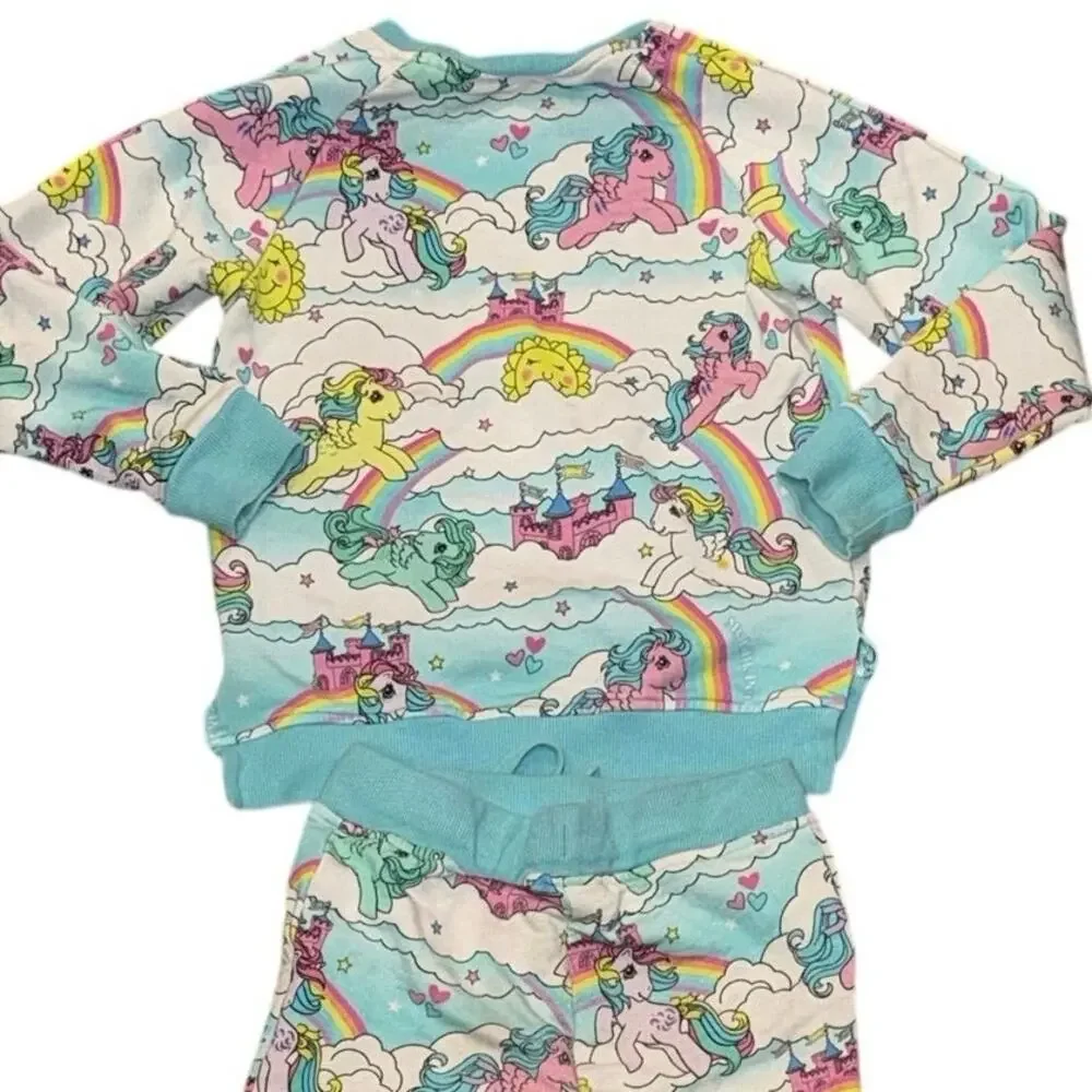 Bums & Roses x My Little Pony two-piece jogger set in girls size 3T.